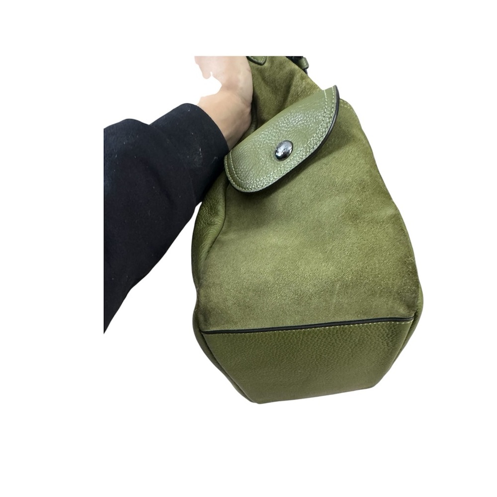 Green Leather and Suede Coach Shoulder Bag - Picture 4 of 10